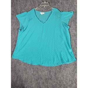 Tempted Los Angeles Babydoll Top Womens Sz 3XL‎ Aqua Spotted Fairy Cottagecore